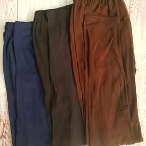 Lot of three XL leggings (Black, Blue, and Brown). Super soft.